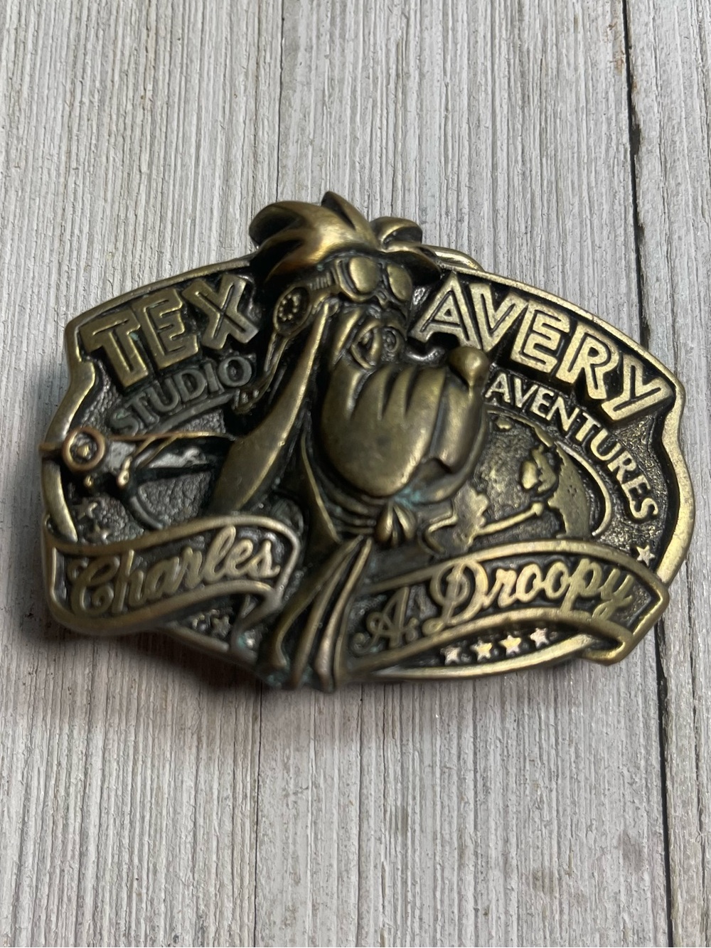 Vintage Tex Avery Belt Buckle “Charles A. Droopy” Cartoon Character